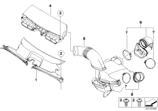 Воздуховод для BMW E83N X3 3.0si N52N (схема запасных частей)