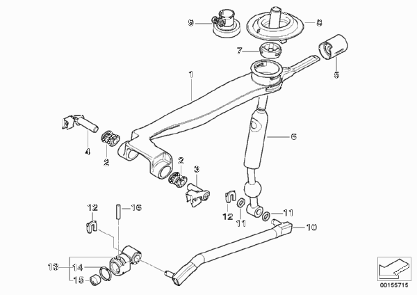 Механизм переключения передач МКПП для BMW E60 540i N62N (схема запчастей)