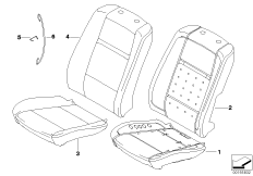 Набивка и обивка базового сиденья Пд для BMW E71 X6 M50dX N57X (схема запасных частей)