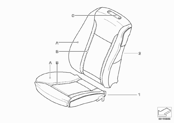 Инд.обивка сиденья пов.комфорт.кожа для BMW E66 740Li N62N (схема запчастей)