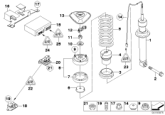 Амортизационная стойка Зд EDC/ЭБУ/датчик для BMW E64 M6 S85 (схема запасных частей)