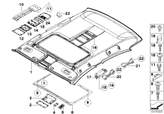 Потолок / поручень для BMW E67 745LiS N62 (схема запасных частей)