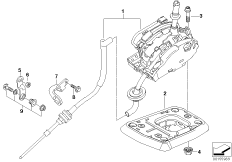 Перекл.КПП стептроник привод на все кол. для BMW E83N X3 2.5si N52N (схема запасных частей)