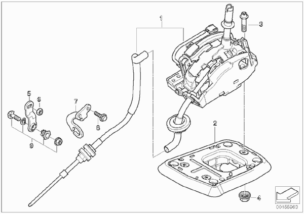 Перекл.КПП стептроник привод на все кол. для BMW E83N X3 2.5si N52N (схема запчастей)