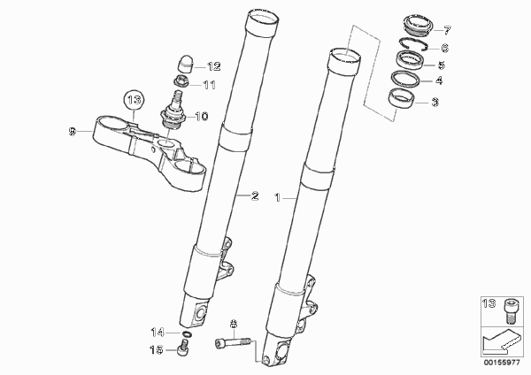 Напр.труба/перемычка вилки Нж для MOTO K255 R 1200 GS Adve. 06 (0382,0397) 0 (схема запчастей)