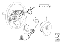 Многофункциональное рулевое колесо с НПБ для BMW E83N X3 3.0d M57N2 (схема запасных частей)