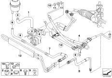 Маслопроводы гидроусилителя рул.управл. для BMW E83 X3 2.0i N46 (схема запасных частей)