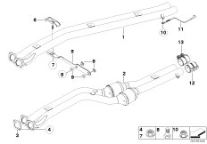Катализатор/передний доп.глушитель для BMW E83N X3 2.5si N52N (схема запасных частей)