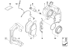 Датчик износа торм.накладки пер.колеса для BMW E71 X6 35dX M57N2 (схема запасных частей)