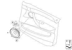 Детали стереосистемы на Пд двери для BMW E71 X6 30dX N57 (схема запасных частей)