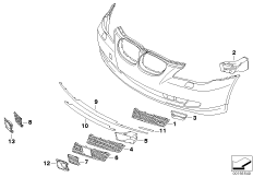 Облицовка, декор.элементы Пд для BMW E61N 530i N52N (схема запасных частей)