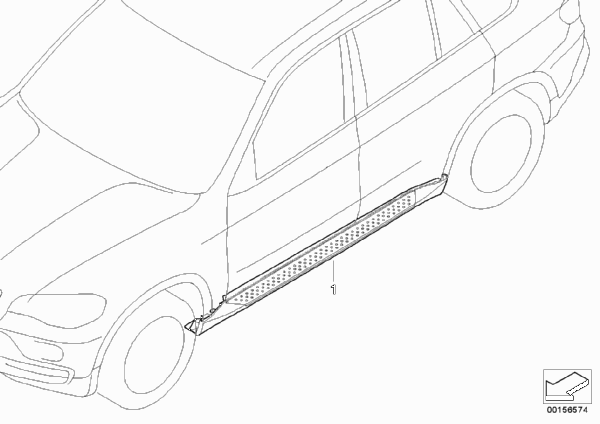 Дооснащение алюминиевым порогом для BMW E70 X5 3.0si N52N (схема запчастей)