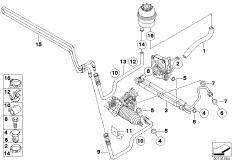 Маслопроводы гидроусилителя рул.управл. для BMW E86 Z4 M3.2 S54 (схема запасных частей)