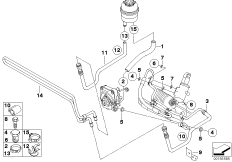 Маслопроводы гидроусилителя рул.управл. для BMW E85 Z4 M3.2 S54 (схема запасных частей)