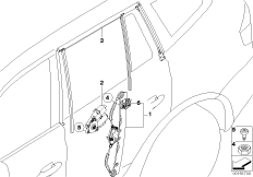 Механизм перемещения стекла двери Зд для BMW E83 X3 2.0i N46 (схема запасных частей)