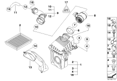 Глушитель шума всас./смен.элем.фил./HFM для BMW R50 One D W17 (схема запасных частей)