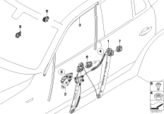Механизм перемещения стекла двери Пд для BMW E83 X3 3.0d M57N (схема запасных частей)