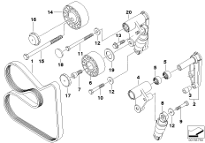 Ременный привод водяной помпы/генератора для BMW E46 M3 CSL S54 (схема запасных частей)