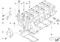 Головка блока цилиндров-доп.элементы для BMW E46 318d M47 (схема запасных частей)