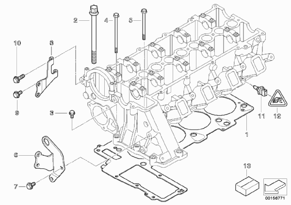 Головка блока цилиндров-доп.элементы для BMW E46 318d M47 (схема запчастей)