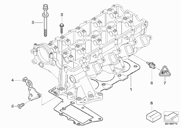 Головка блока цилиндров-доп.элементы для BMW E60N 520d M47N2 (схема запчастей)