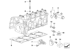 Головка блока цилиндров-доп.элементы для BMW E36 316i 1.9 M43 (схема запасных частей)