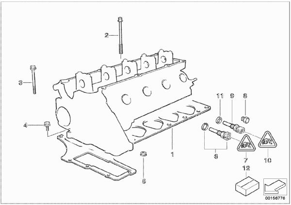 Головка блока цилиндров-доп.элементы для BMW E36 318tds M41 (схема запчастей)