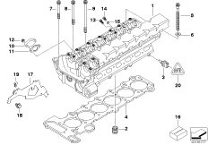 Головка блока цилиндров-доп.элементы для BMW E65 730i M54 (схема запасных частей)