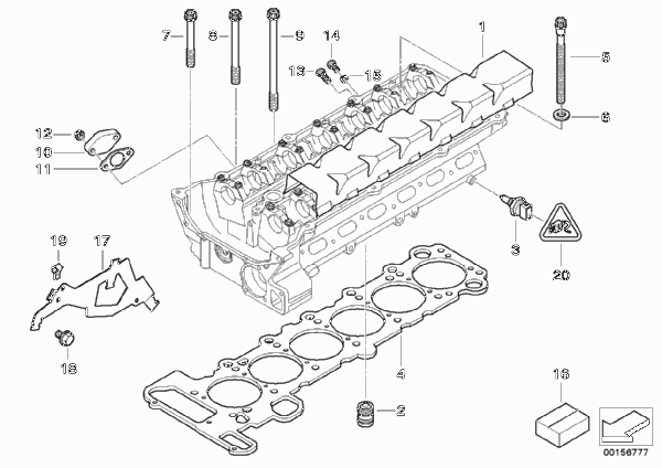 Головка блока цилиндров-доп.элементы для BMW E46 323i M52 (схема запчастей)