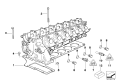 Головка блока цилиндров-доп.элементы для BMW E39 525td M51 (схема запасных частей)