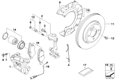 Датчик износа торм.накладки пер.колеса для BMW R53 Cooper S W11 (схема запасных частей)