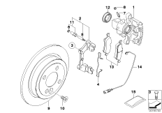 Датчик износа торм.накладки колеса Зд для MINI R50 One D W17 (схема запасных частей)