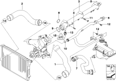 Водяной шланг системы охлаждения для BMW Z3 Z3 M3.2 S54 (схема запасных частей)