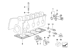 Головка блока цилиндров-доп.элементы для BMW E34 518g M43 (схема запасных частей)