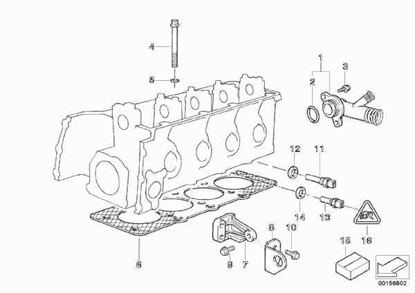 Головка блока цилиндров-доп.элементы для BMW Z3 Z3 1.8 M43 (схема запчастей)
