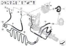Маслопроводы гидроусилителя рул.управл. для BMW E90N 335d M57N2 (схема запасных частей)