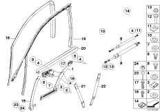Механизм перемещения стекла двери Пд для BMW E67 745LiS N62 (схема запасных частей)