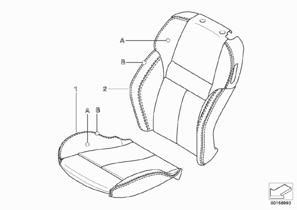 Инд. обивка спортивного сиденья Пд для BMW E64 M6 S85 (схема запчастей)