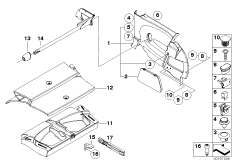 Обшивка боковая/бака/багажная штанга для MINI R53 Coop.S JCW GP W11 (схема запасных частей)