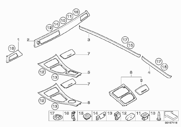 Планки Titan Line Interieur для BMW E93 323i N52N (схема запчастей)