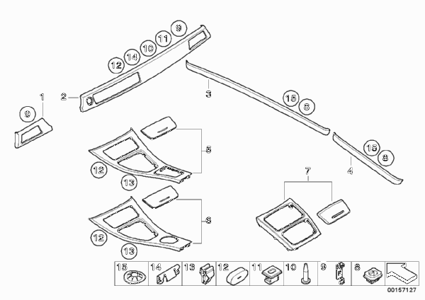 Дек. планки алюминий продольная шлиф для BMW E93 323i N52N (схема запчастей)