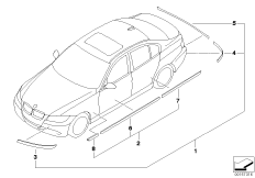 Защитные планки для BMW E91 330xi N53 (схема запасных частей)