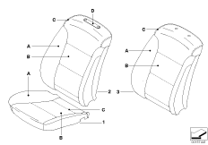 Инд. обивка базового сиденья Пд LC для BMW E61 525xi N52 (схема запасных частей)