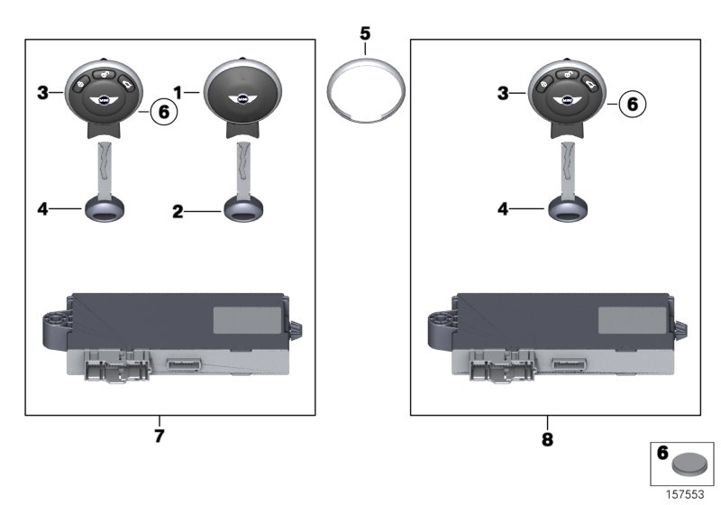 Дистанционное радиоуправление для MINI R56N Cooper S N18 (схема запчастей)