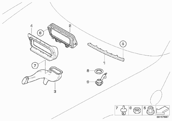 Доп.элем.блока отопителя/кондиционера для BMW E85 Z4 M3.2 S54 (схема запчастей)