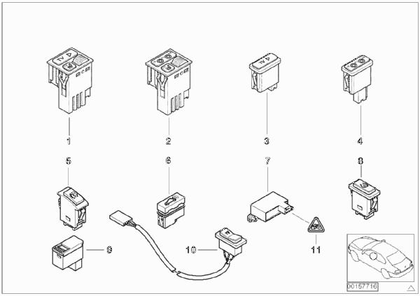 Различные выключатели/выключатели ТВ для BMW E38 750iL M73N (схема запчастей)