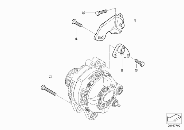 Элементы крепления генератора 130 А для BMW R50 One D W17 (схема запчастей)