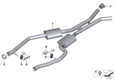 Передний дополнительный глушитель для BMW E70 X5 4.8i N62N (схема запасных частей)