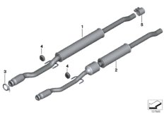 Катализатор/передний доп.глушитель для BMW R56N One Eco 55kW N16 (схема запасных частей)