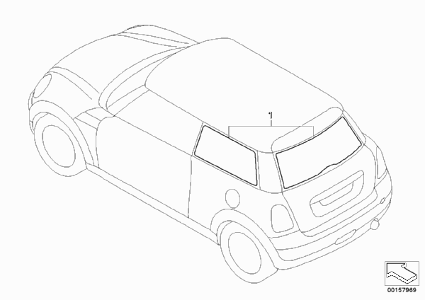 Солнцезащитная пленка для BMW R56N Cooper N16 (схема запчастей)